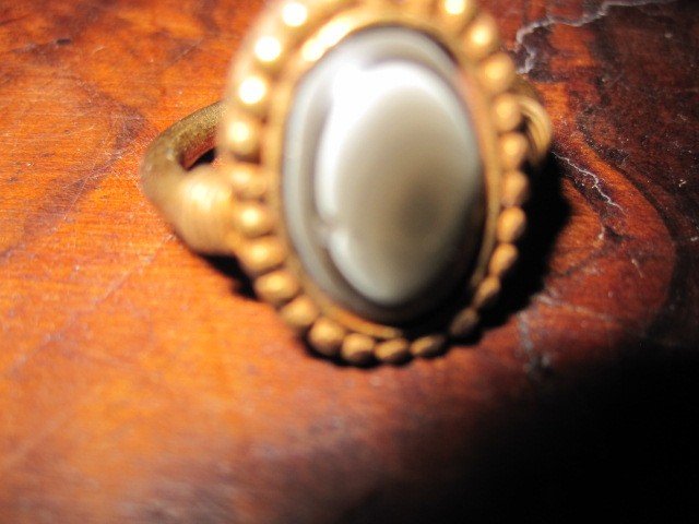 Roman Or Byzantine Ring With "cat's Eye" Agate, Original Setting In Gold Or Electrum-photo-2