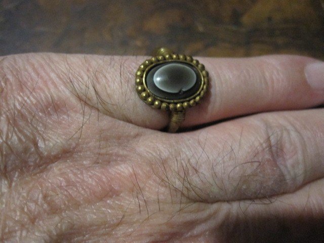 Roman Or Byzantine Ring With "cat's Eye" Agate, Original Setting In Gold Or Electrum-photo-3