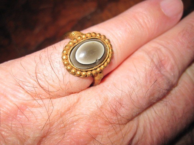 Roman Or Byzantine Ring With "cat's Eye" Agate, Original Setting In Gold Or Electrum-photo-5