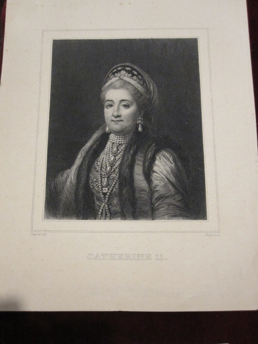 7 Engravings From The 18th And 19th Century. Portraits Of Catherine The Great Of Russia And Maria Teresa -photo-1