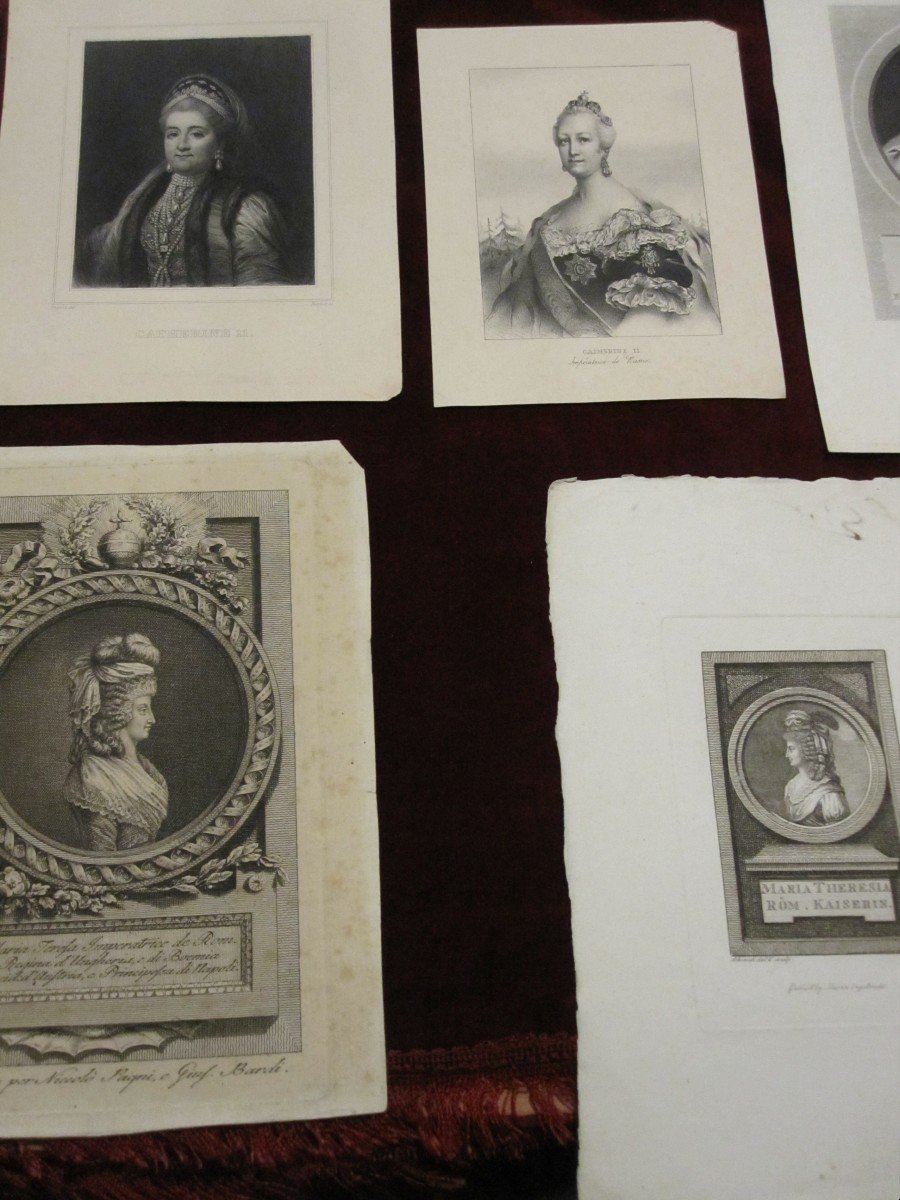 7 Engravings From The 18th And 19th Century. Portraits Of Catherine The Great Of Russia And Maria Teresa -photo-7