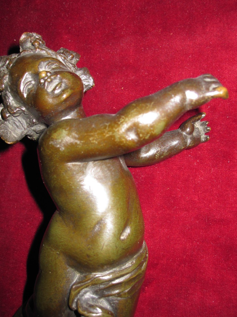 Couple Of Bacchante Children Dancing In Bronze. Marble Bases. 19th Century-photo-4