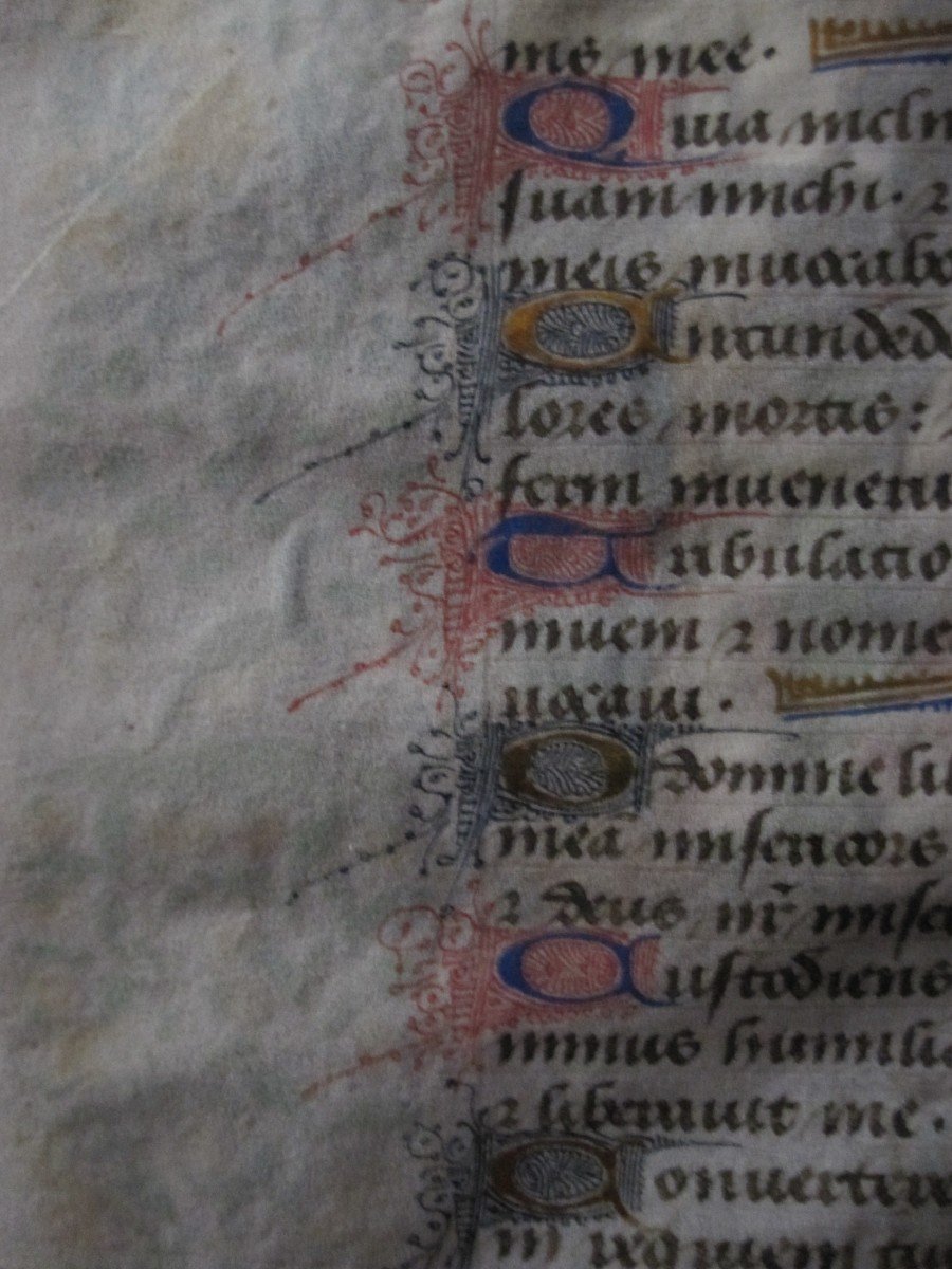 Feuille d'Un Livre d'Heures. Flandre Richement Décorée XVe Siècle (vers 1460)-photo-4