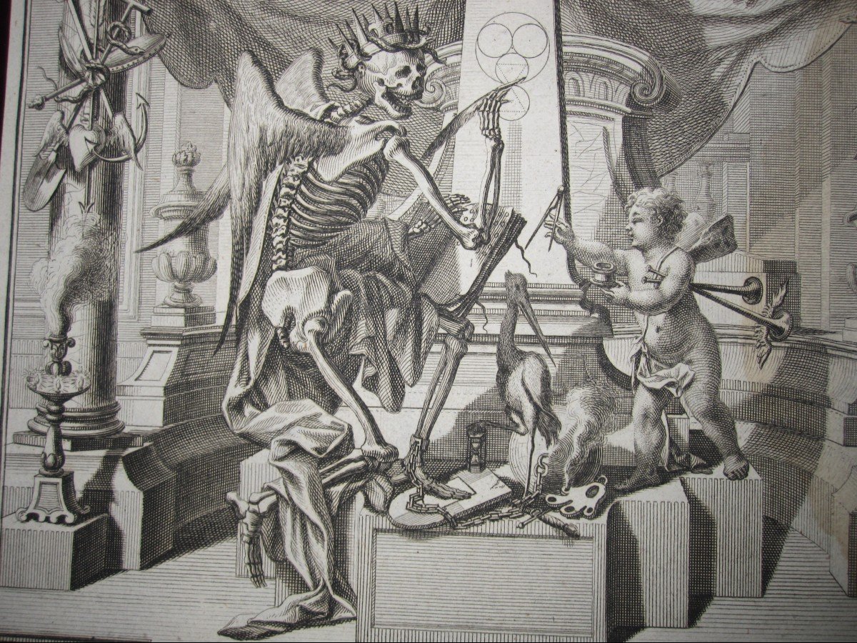 Memento Mori. Gravure Catafalque Baroque Avec Allégories De La Mort-photo-1