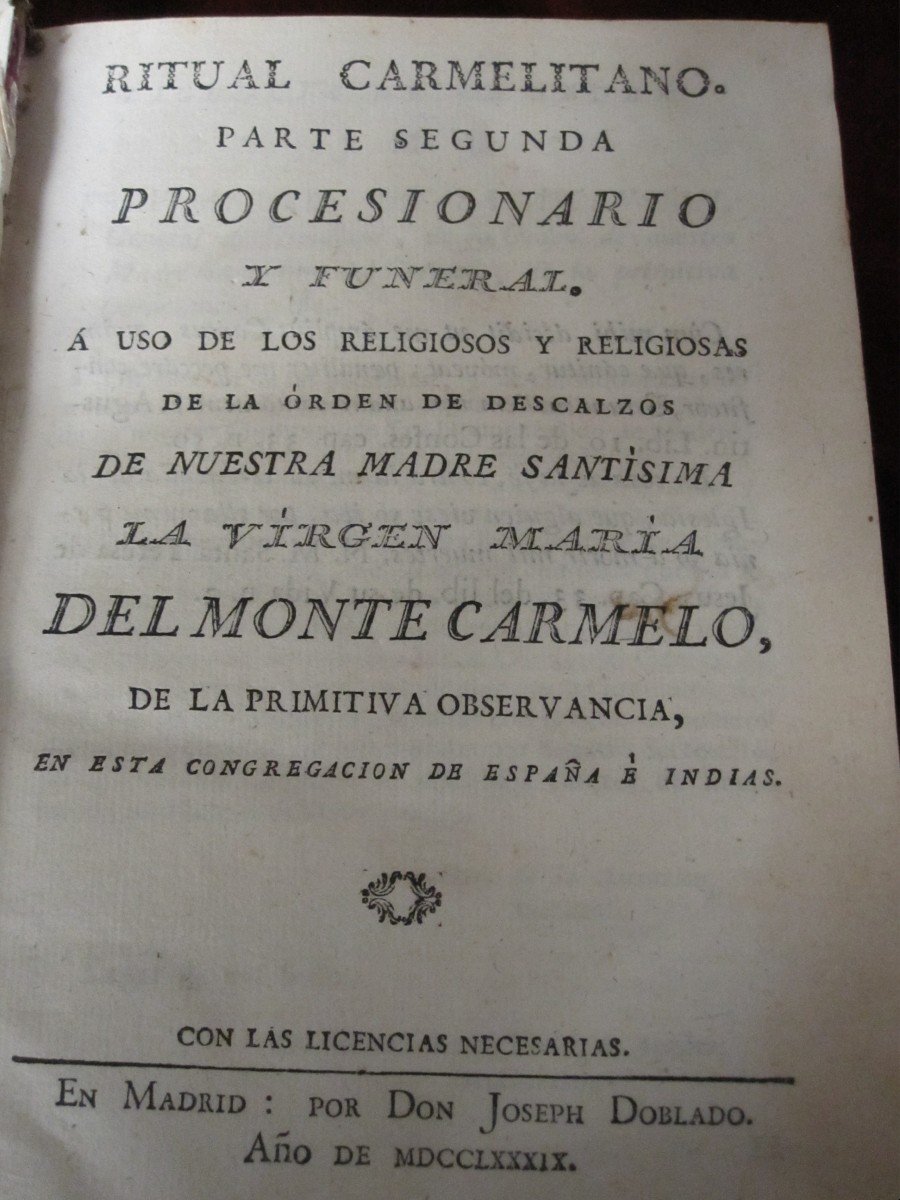 Ritual Of The Carmelites. Processionary And Funeral. Music Noted On Many Pages -photo-3