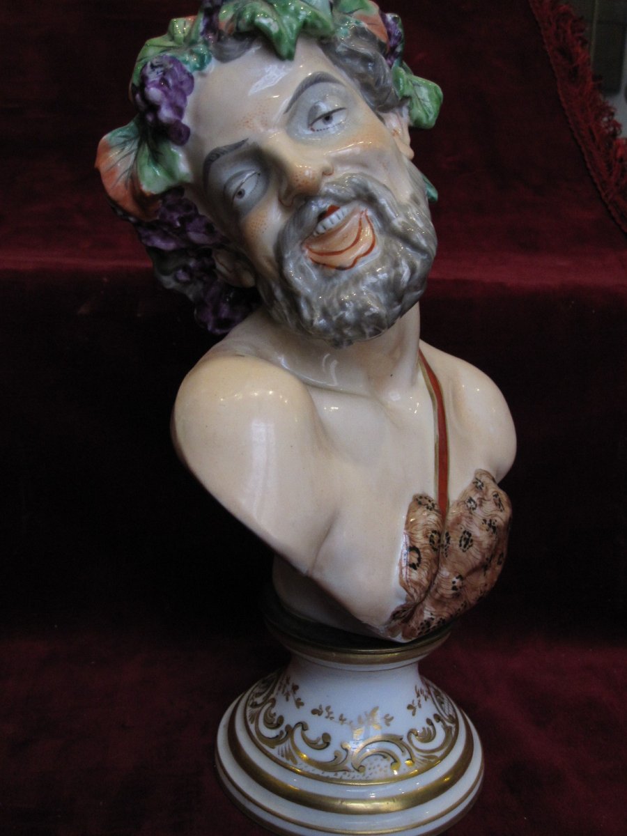 Figure Of Bacchus Or Satyr Porcelain By Capo Di Monti. S. XIX-photo-2