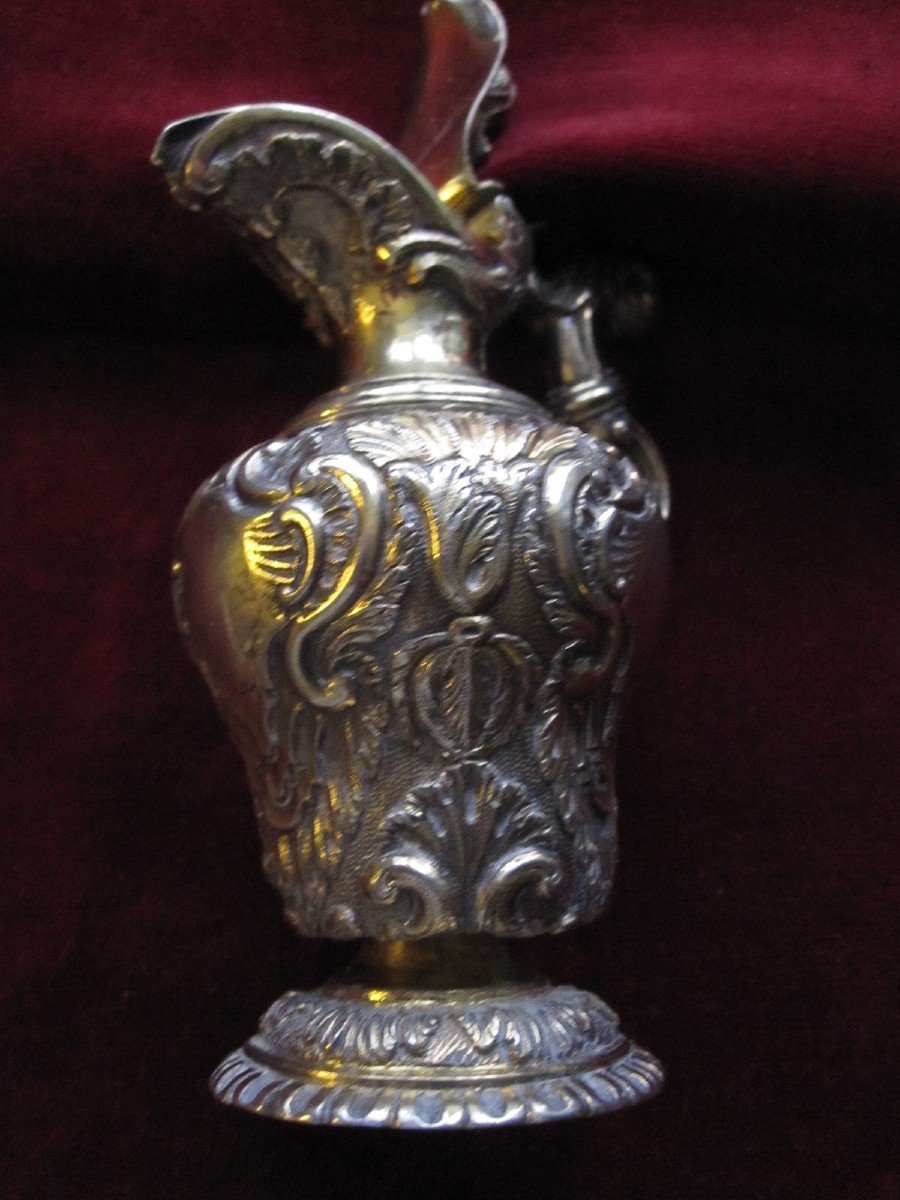 Small Jug In Sterling Silver And Partially Gilded From The 18th Century-photo-2