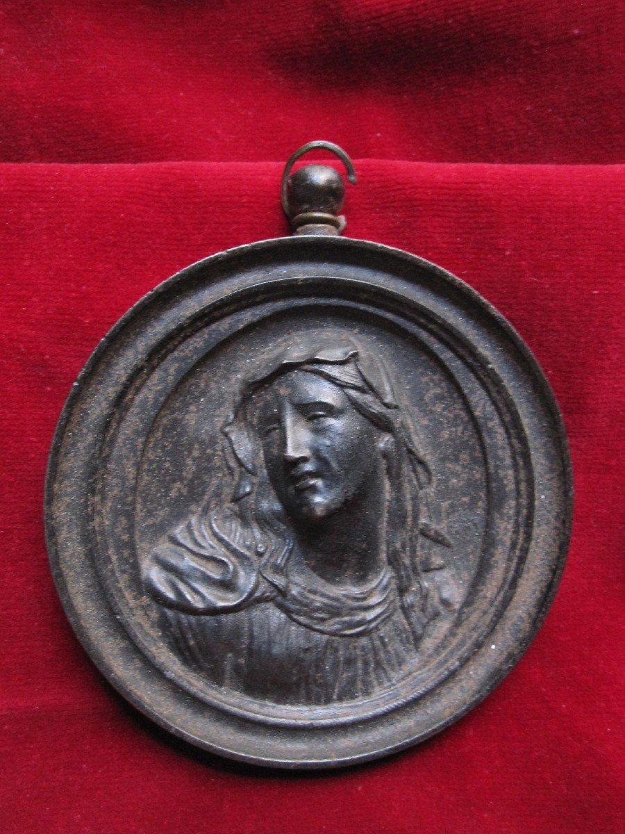 Eccehomo And Painful. Pair Of Large Cast Iron Medallions. 17th Or 18th Century-photo-7