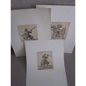 Soldiers. Three Xylographic Engravings From The Sixteenth Century