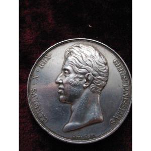 Large Silver Medal From Carlos X. Offered By The King To Baron De Balsac In 1825