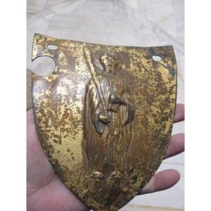 Embossed Iron Sheet Shield. Century Fence Ornament. XV Or XVI