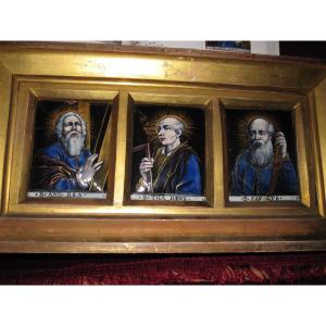 Jacques I Laudin: 3 Limoges Enamels: Saint Andrew, Saint Thaddeus And Saint Paul. 17th Century