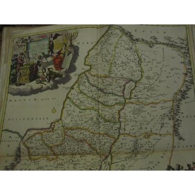 Large Map Of Palestine And Israel. By Theodorus Danckerts 53 X 58 Cm. Colorful Of The Era