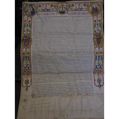 Important MiniÉ Document On Parchment By Clement VIII. Year 1595