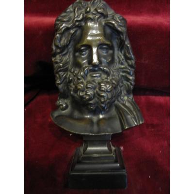 TÊte De Zeus: Superbe Sculpture En Bronze. XIXÈme SiÈcle. SignÉ Avec Les Initiales H. P.