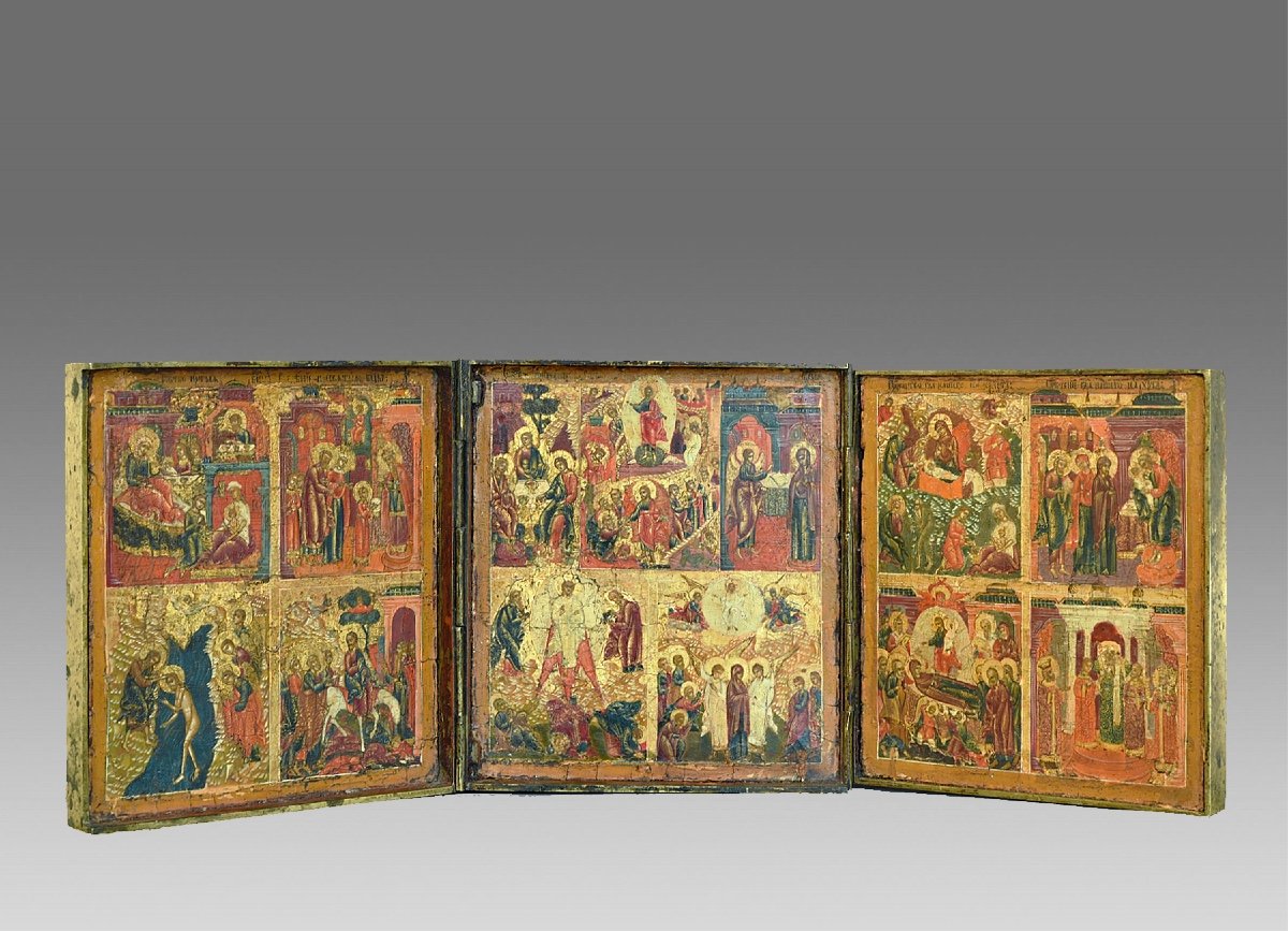 Moscow School Triptych Late 17th Century-photo-1