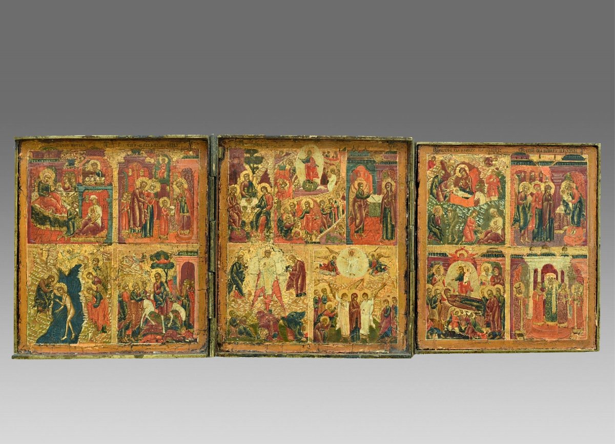 Moscow School Triptych Late 17th Century