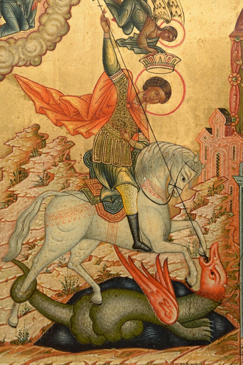 Icon Of Saint George Fighting The Dragon Circa 1900 Russia-photo-1