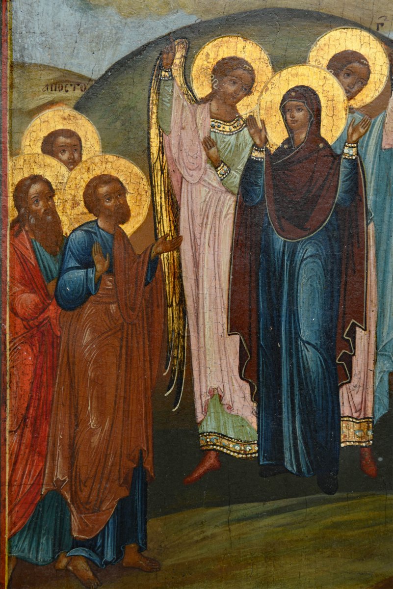  Icône Russie l'Ascension Du Christ Au Ciel Vers 1780 -icon Icone Ikone-photo-3