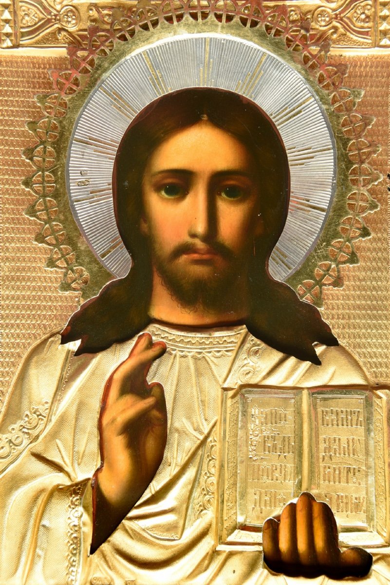 Icône Icone Icon Christ Le Pantocrator Russie Vers 1880-photo-2