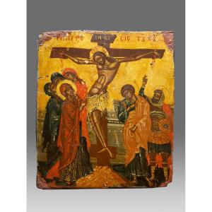 Icon Icon Crucifixion Of Christ Crete Circa 1500