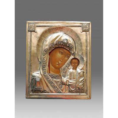 Icon Virgin Kazan With A Gilded Riza 