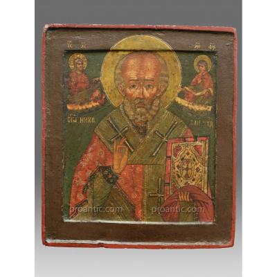 Icône de Saint Nicolas Vers 1800 Russie Du Nord - Icon Icone Ikone