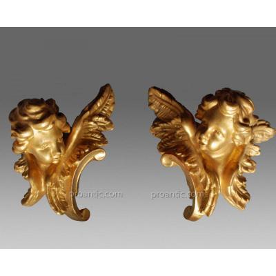 Pair Of Golden Angels 18th Century