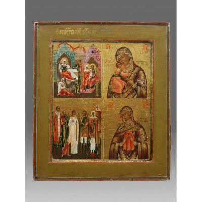 Icon Fourpartite Russia 18th Century - Icon Icon Ikone