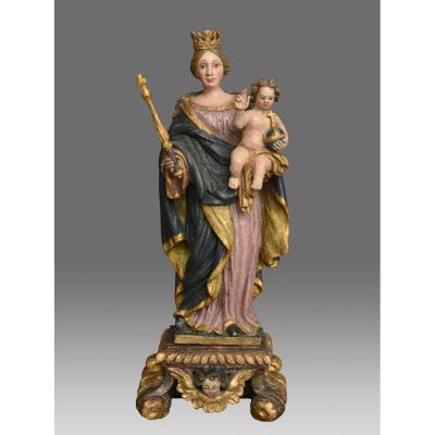 Virgin And Child Wood Carved Sculptures Date 1779