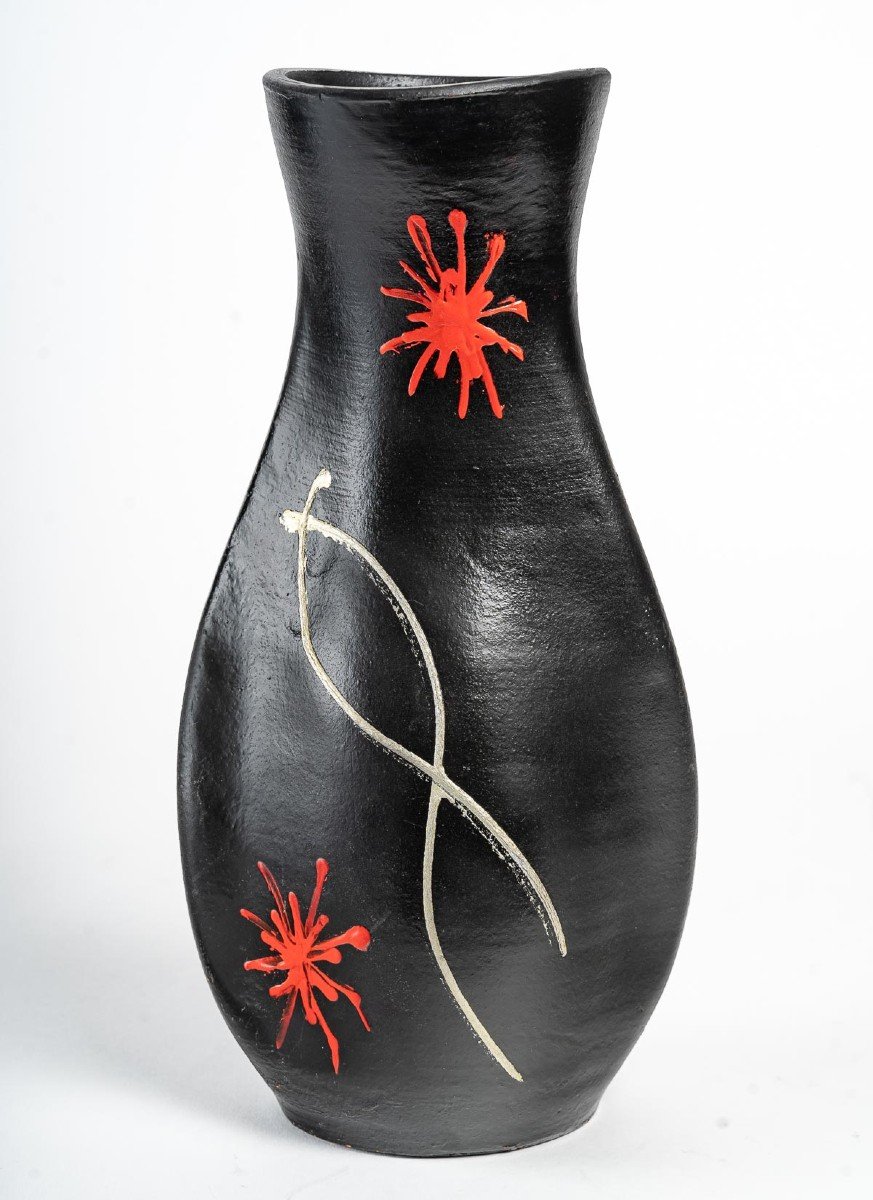 Vase En Terre Cuite Peint, Design 1950-1960