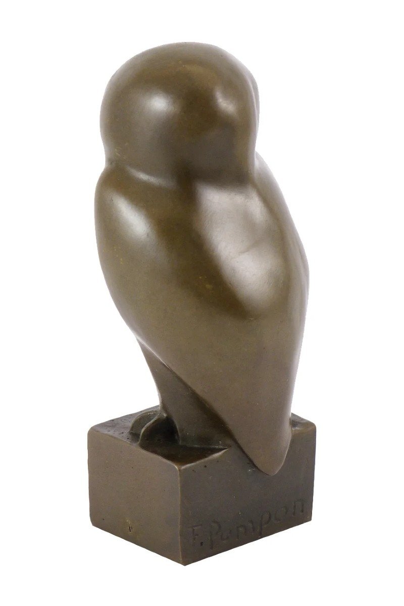 Sculpture Animalière En Bronze D’une Chouette, Model De François Pompon .-photo-4