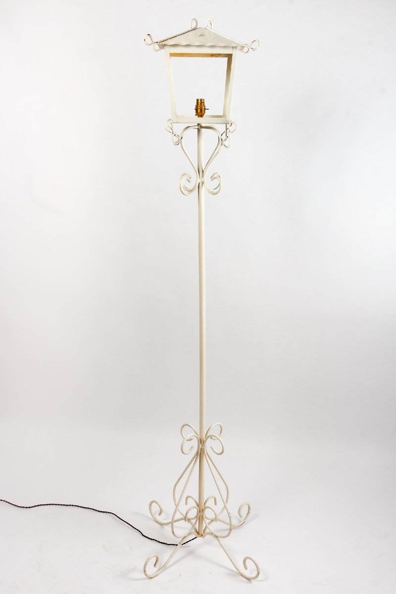 Indoor Floor Lamp In Painted Wrought Iron From Maison R.gleizes, Design From The 1950s-1960s.-photo-2