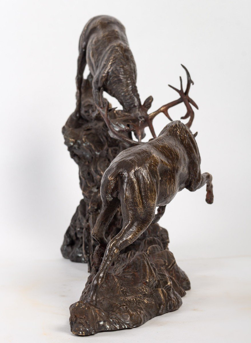 Bronze Sculpture "deer Fight".-photo-3
