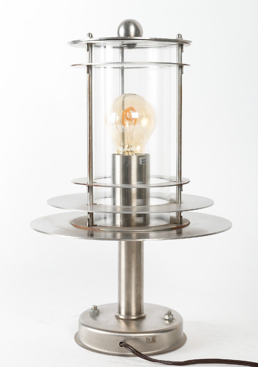 Steel Table Lamp, 20th Century Work.