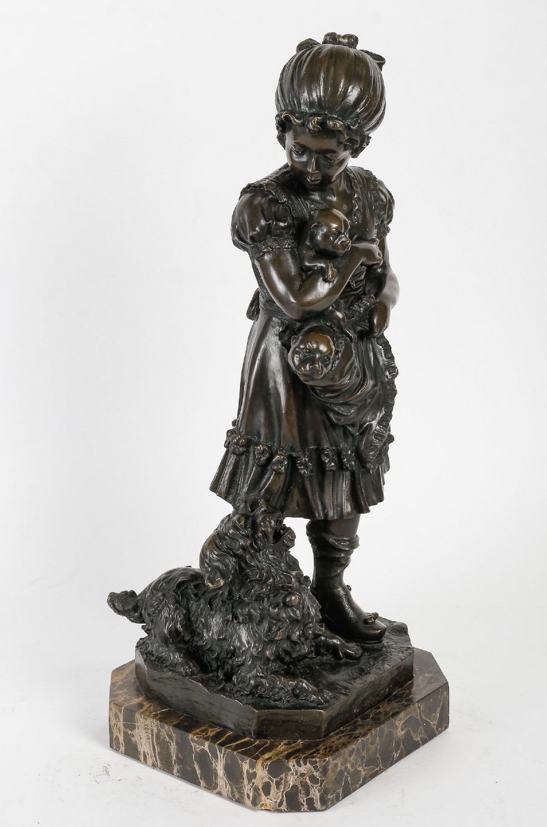 Bronze Sculpture In Romantic Taste, 20th Century.-photo-1
