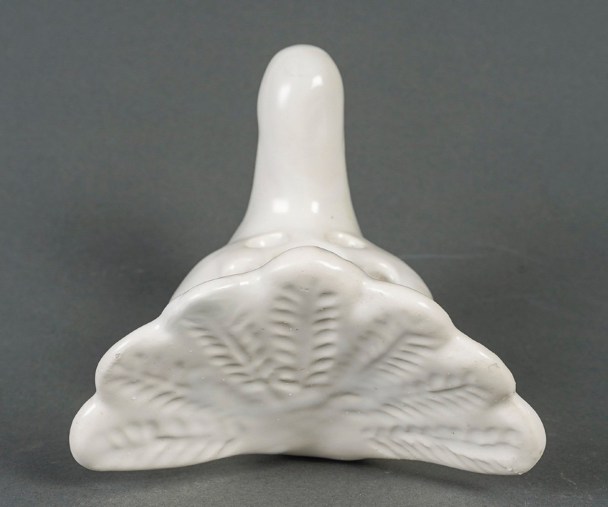 Présentoir à Pinceaux En Porcelaine Blanche, XXème Siècle, Epoque Art Nouveau.-photo-3