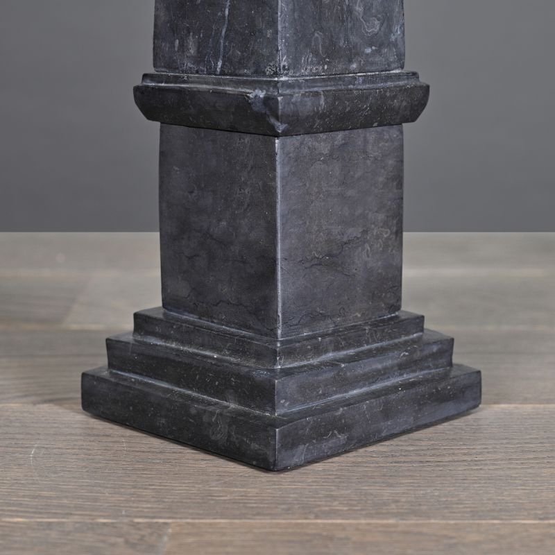 Pair Of Napoleon III Style Gray And Black Marble Obelisks, 20th Century.-photo-3