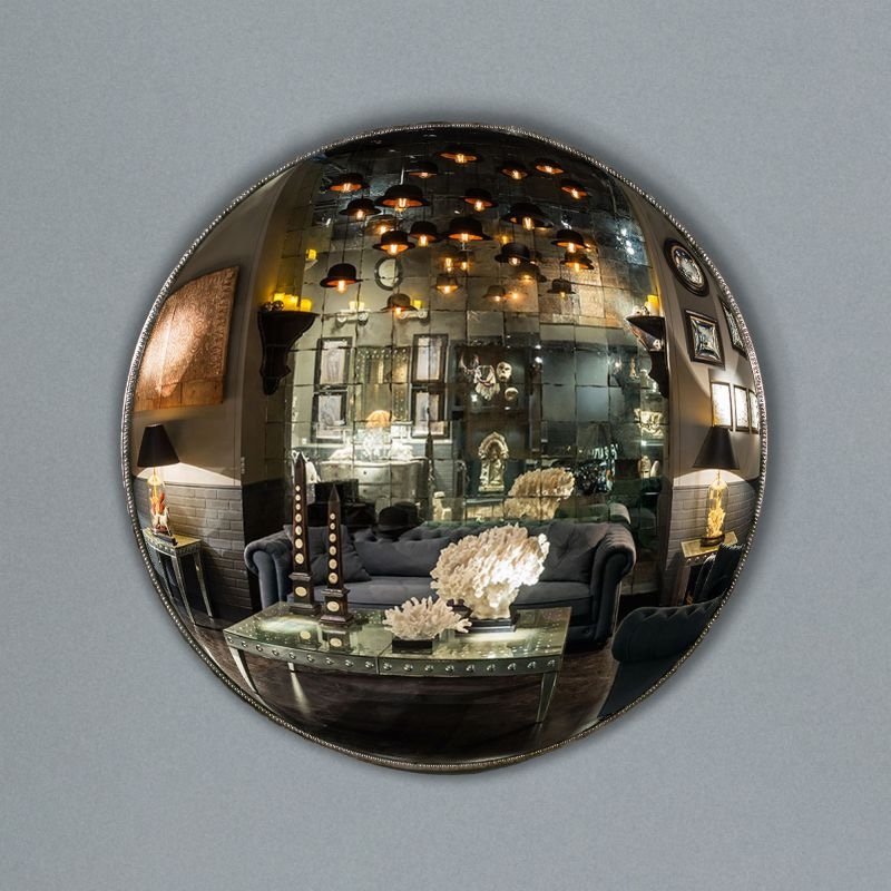 Witch Mirror, Domed Mirror, Diameter 90cm, Mirror And Metal, 21st Century.