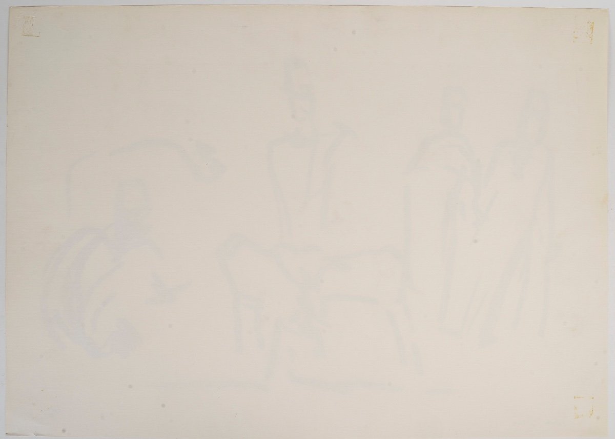 Wash Drawing By The Artist Evelyne Luez On Paper, 20th Century.-photo-2