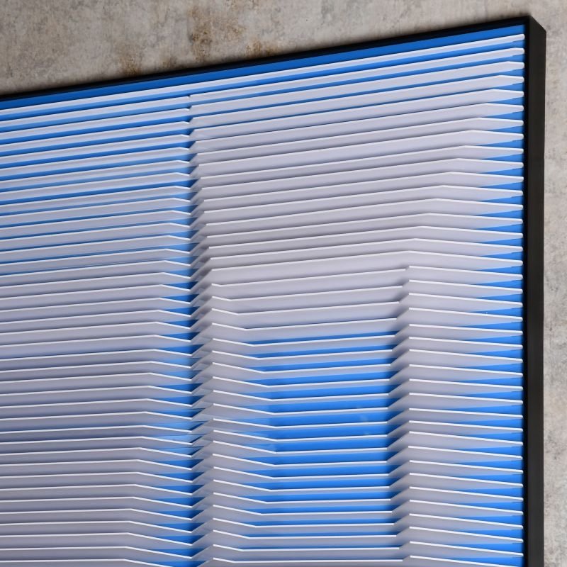 Peinture Contemporaine Jouant Sur Le Bleu Et Le Gris, XXIème Siècle.-photo-3