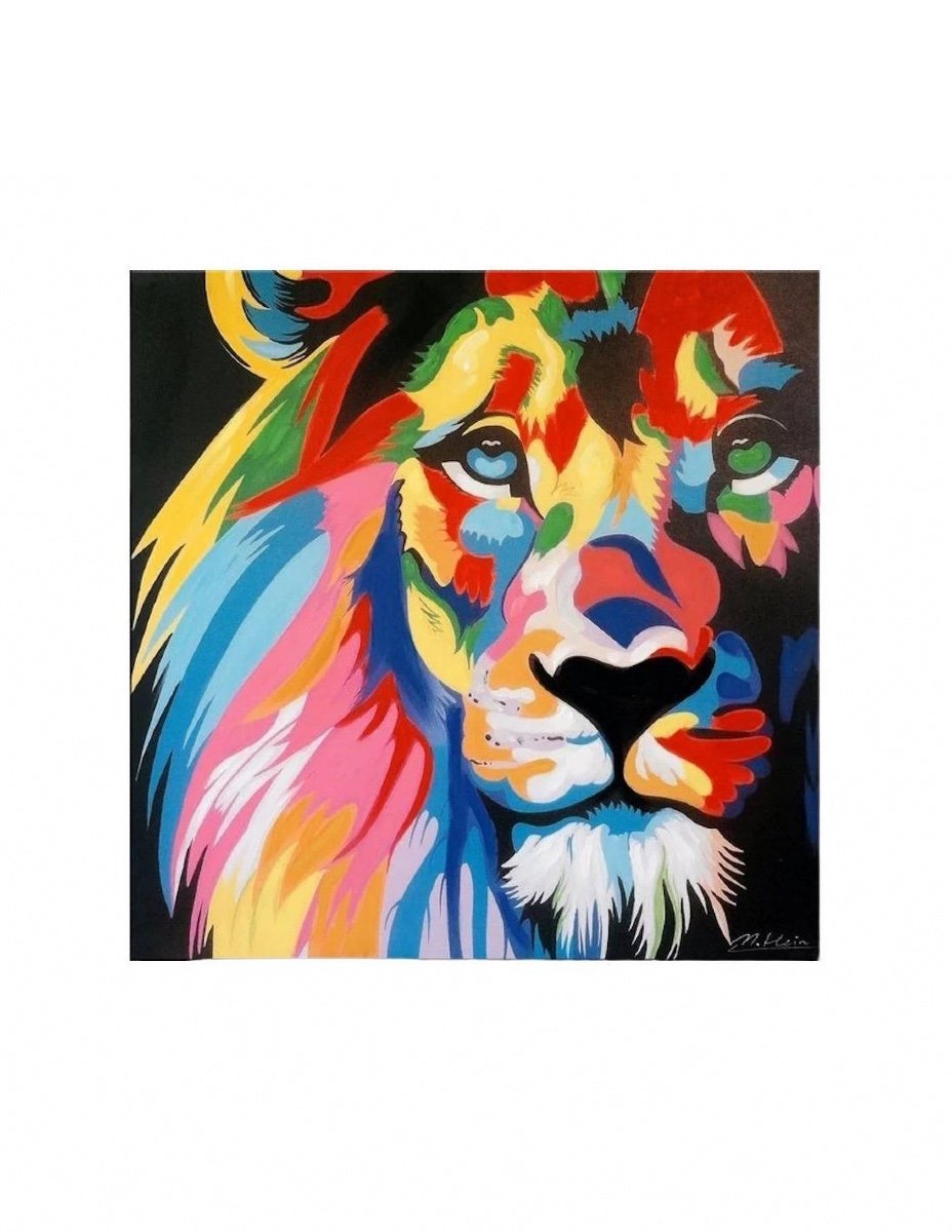Painting Of A Lion, Acrylic Painting, 21st Century.-photo-3