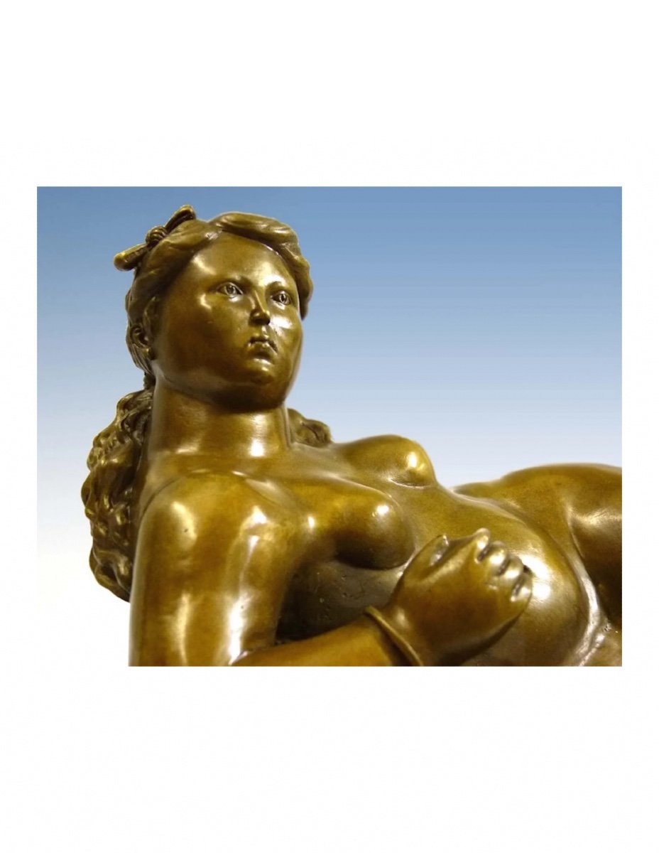 Sculpture En Bronze Patiné D’après Fernando Botero, XXème Siècle.-photo-2