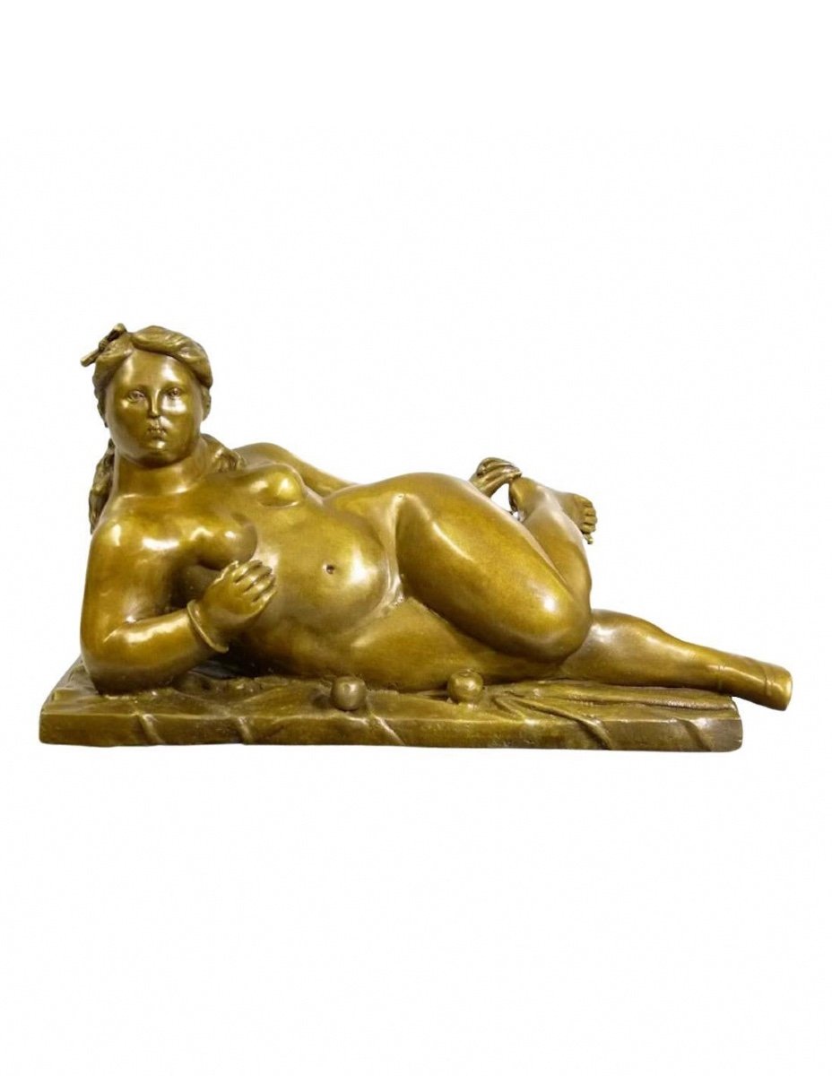 Patinated Bronze Sculpture After Fernando Botero, 20th Century.