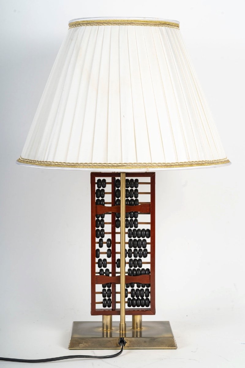 Table Lamp, Abacus In Lacquered Wood And Metal, 1960.-photo-1