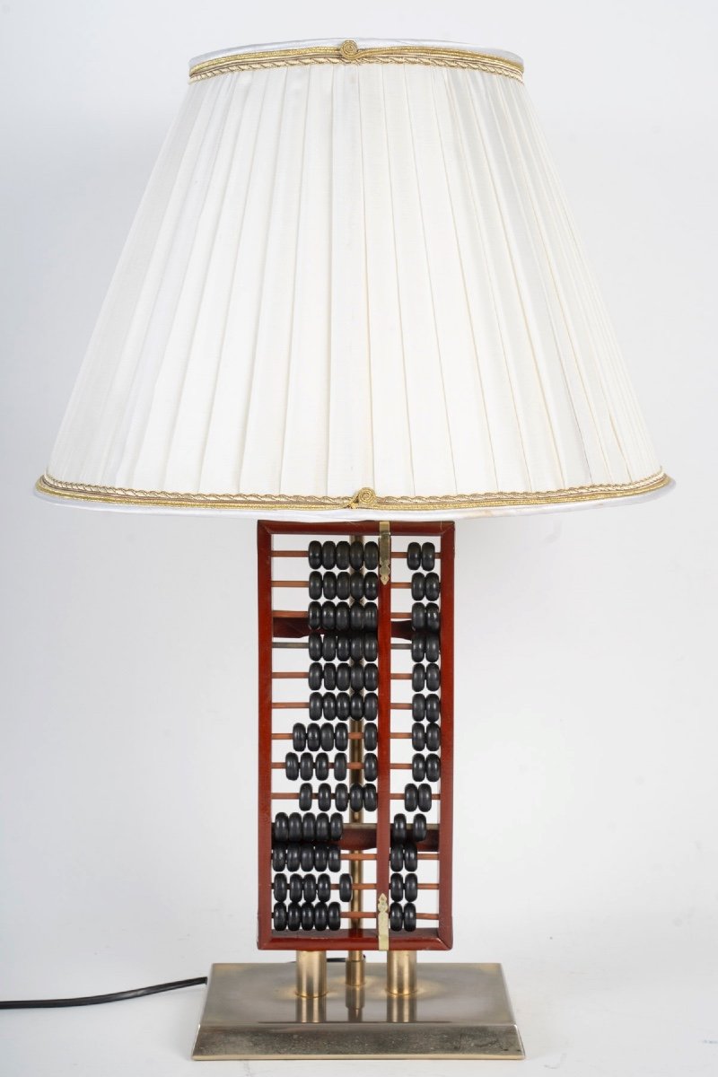 Table Lamp, Abacus In Lacquered Wood And Metal, 1960.