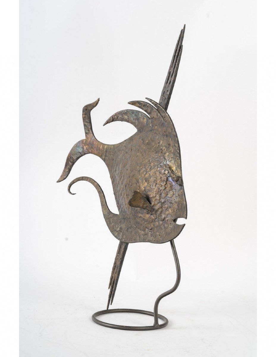 Wrought Iron Sculpture Representing A Fish From The Art Deco Period, Circa 1930.-photo-1