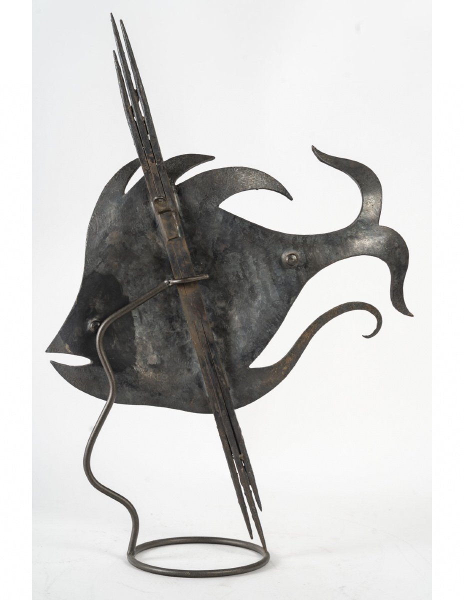 Wrought Iron Sculpture Representing A Fish From The Art Deco Period, Circa 1930.-photo-2