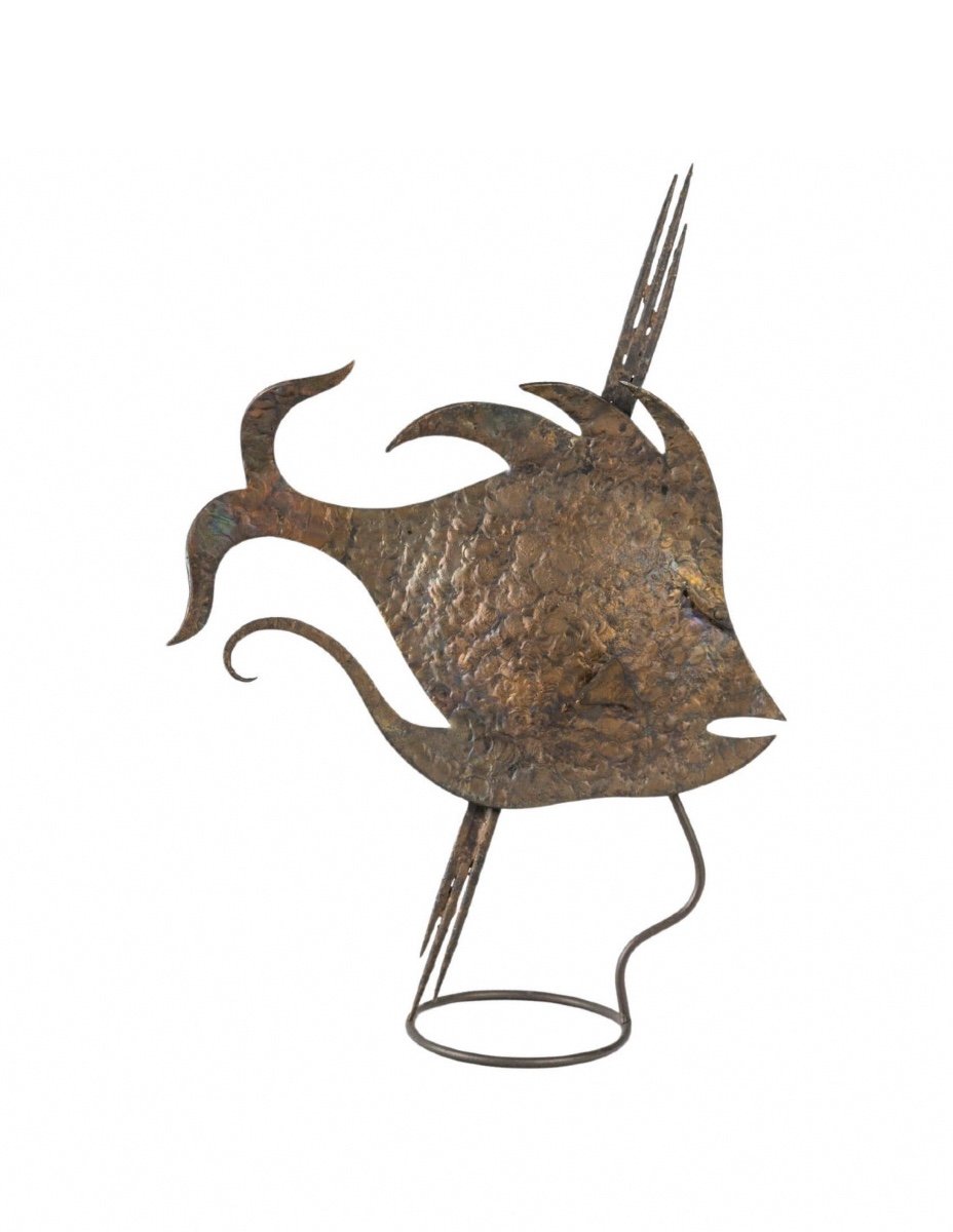 Wrought Iron Sculpture Representing A Fish From The Art Deco Period, Circa 1930.