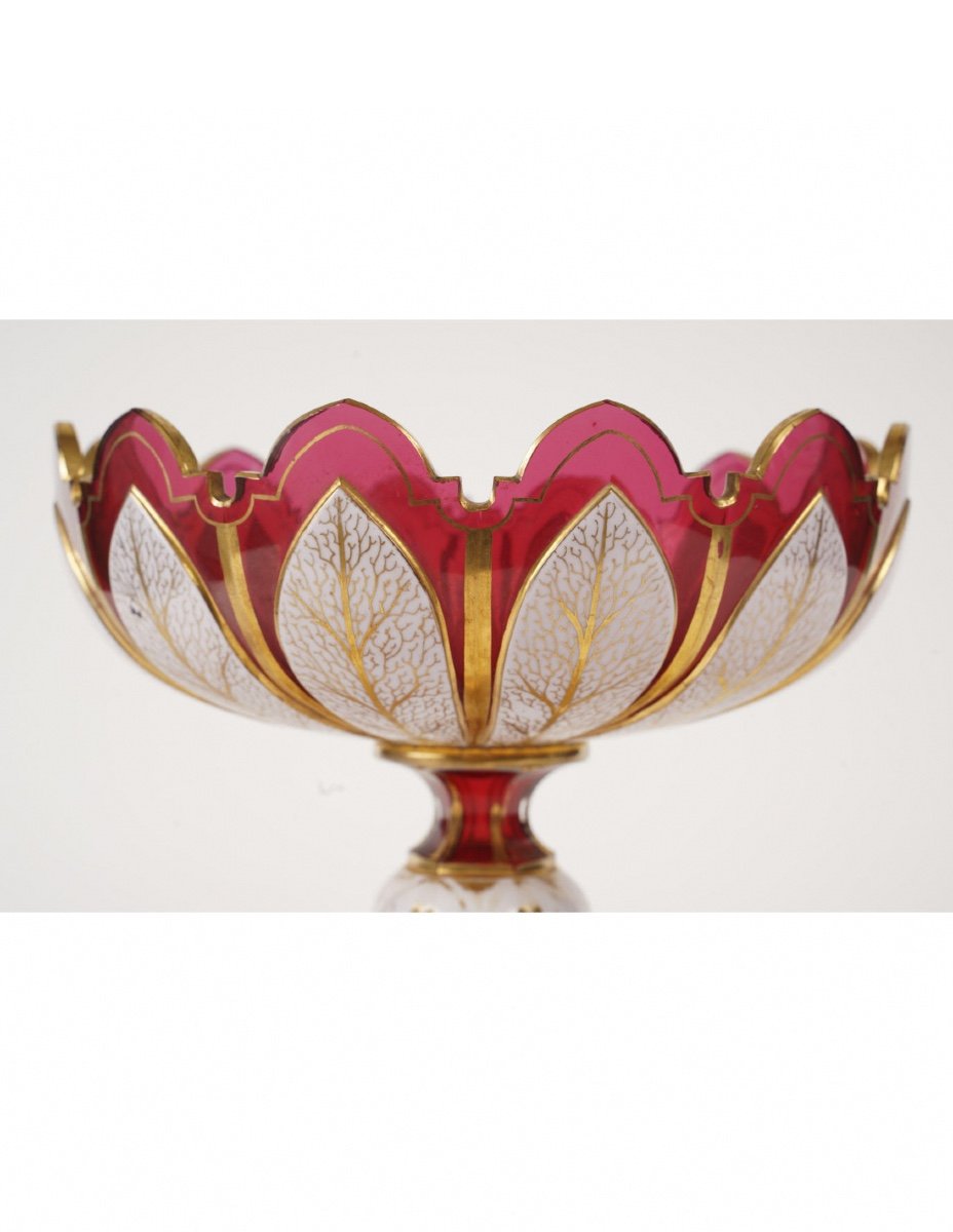 Bohemian Crystal Overlay Cup, 19th Century, Napoleon III Period.-photo-2